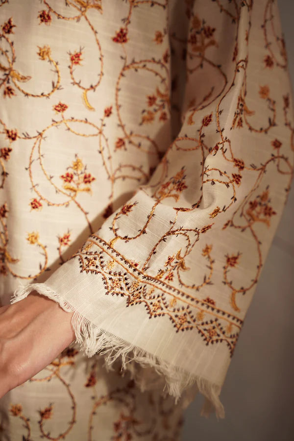 ZAIB IVORY KASHMIRI EMBROIDERED TWO PIECE SET (NPA2-23325)