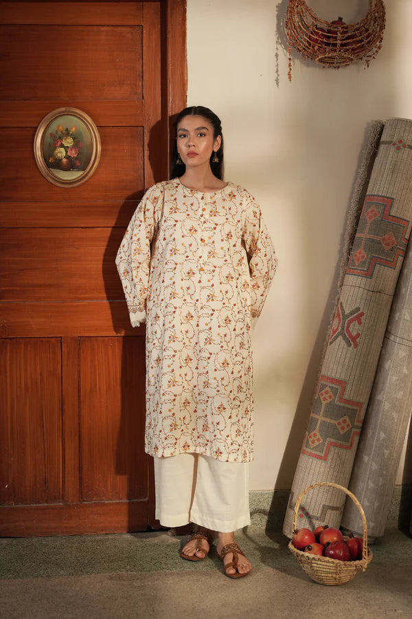 ZAIB IVORY KASHMIRI EMBROIDERED TWO PIECE SET (NPA2-23325)