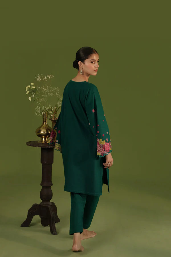ZAIB ZINC GREEN AARI EMBROIDERY TWO PIECE SET NPA2-23328