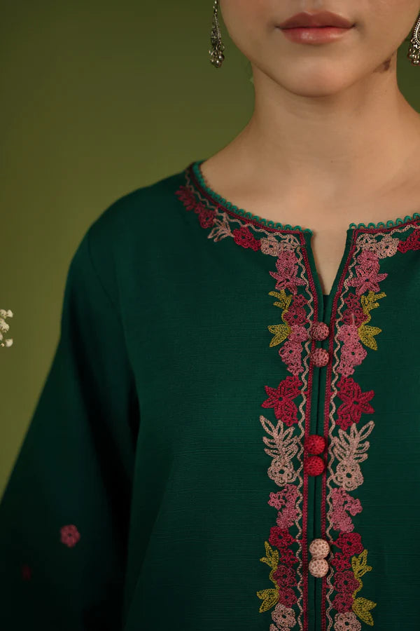 ZAIB ZINC GREEN AARI EMBROIDERY TWO PIECE SET NPA2-23328