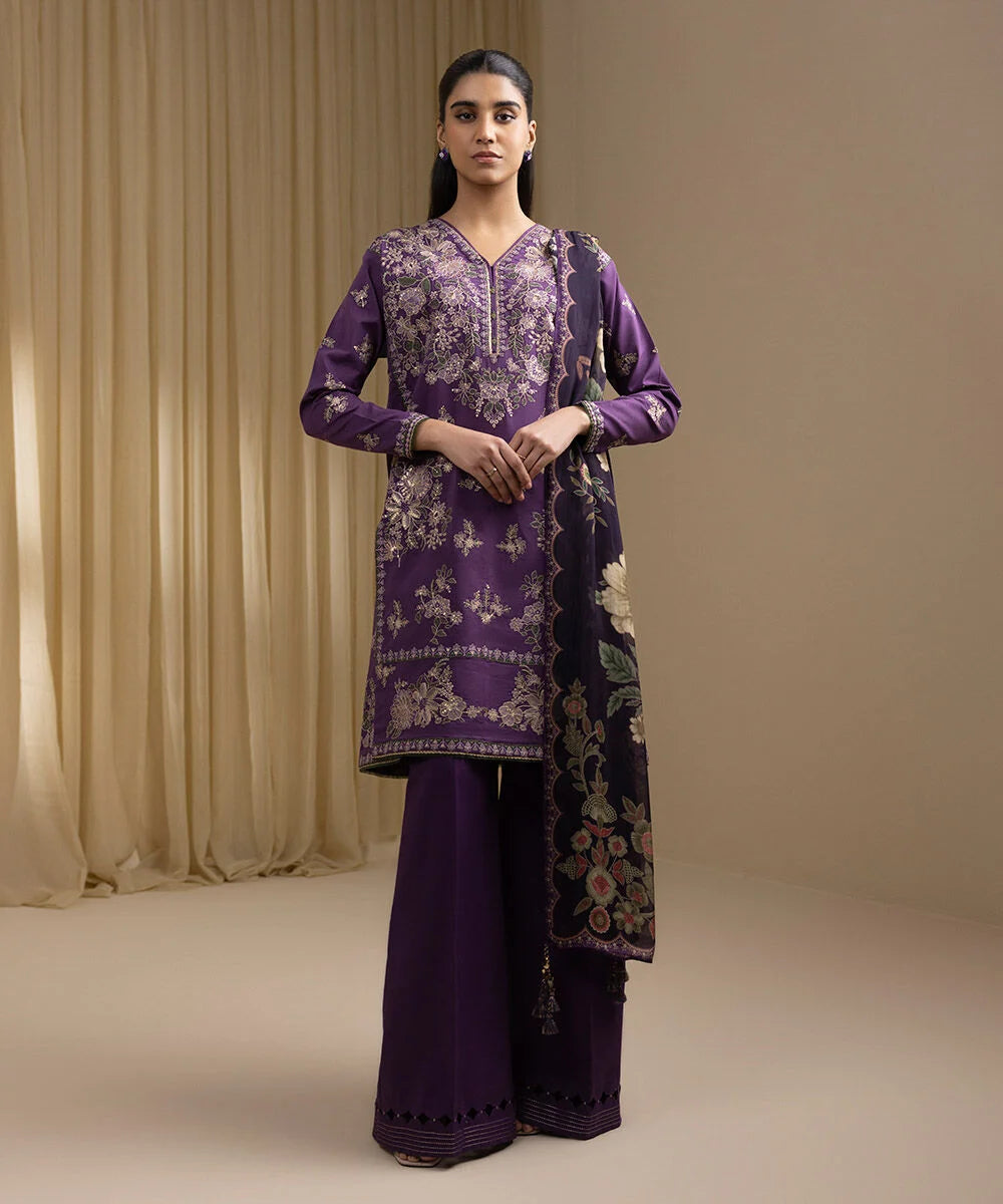 SAPPHIRE UNSTITCHED 3 PC EMBROIDERED - U3PESG25V330