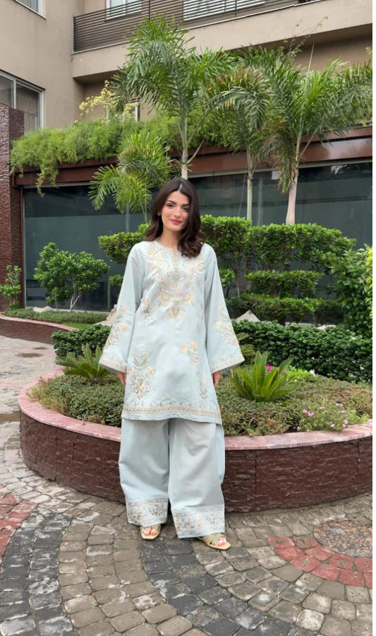 BLUE MARAGE EMBROIDERED CO-ORD SET