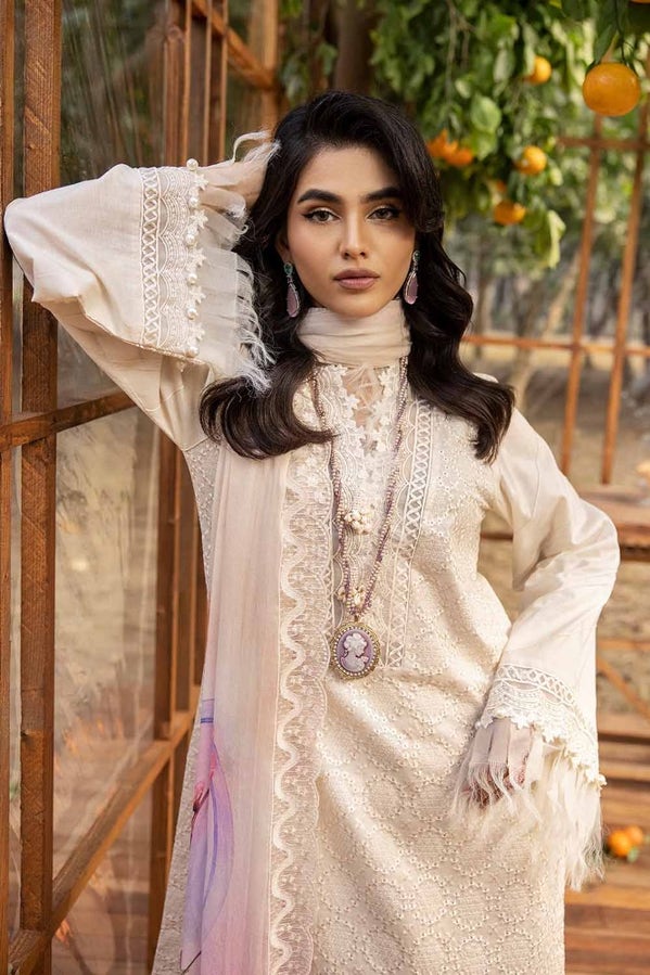 3PC EMBROIDERED LAWN UNSTITCHED SUIT WITH EMBROIDERED PRINTED CHIFFON DUPATTA BCT-42001