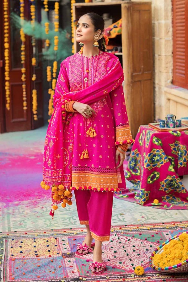 3PC PRINTED LAWN UNSTITCHED SUIT CL-42037 B