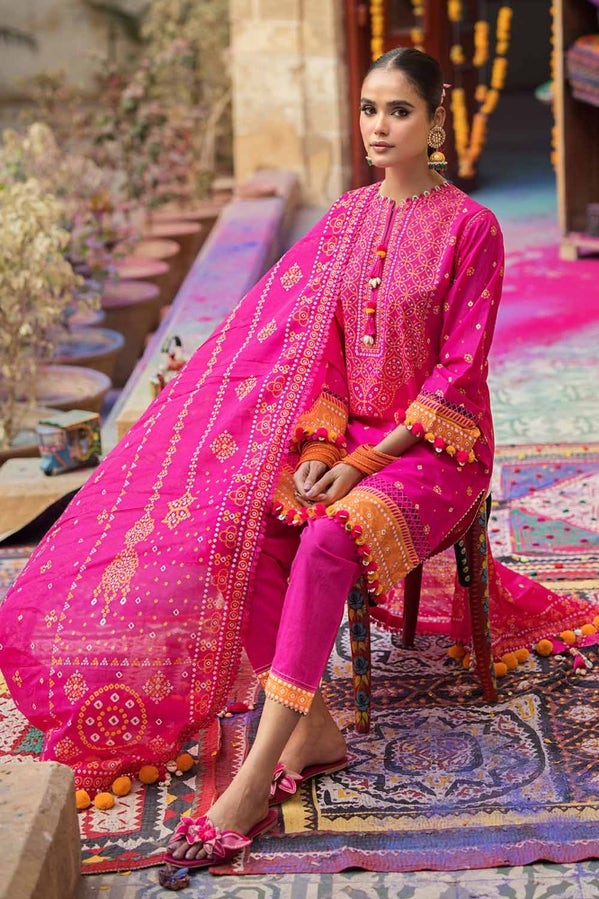 3PC PRINTED LAWN UNSTITCHED SUIT CL-42037 B