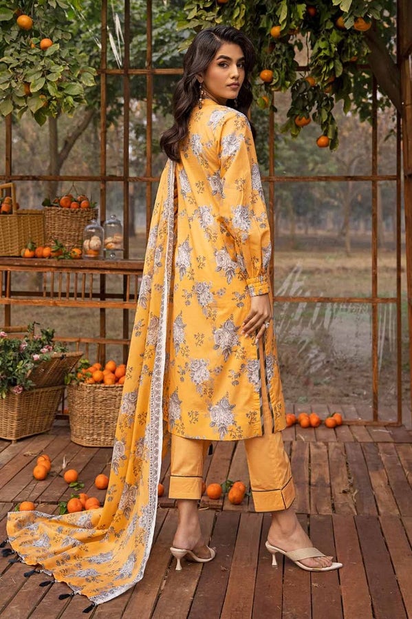 3 PC PRINTED EMBROIDERED LAWN UNSTITCHED SUIT CL42090