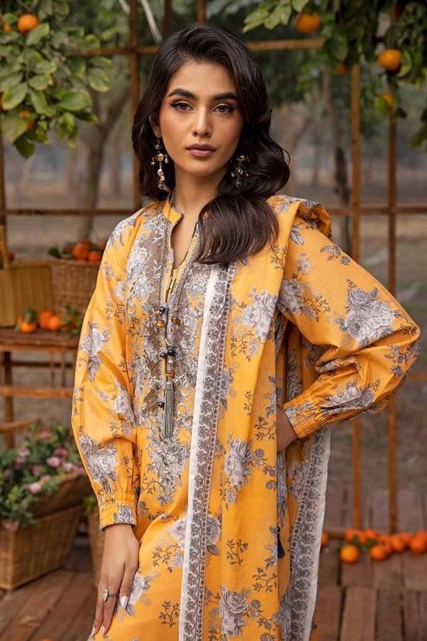3 PC PRINTED EMBROIDERED LAWN UNSTITCHED SUIT CL42090