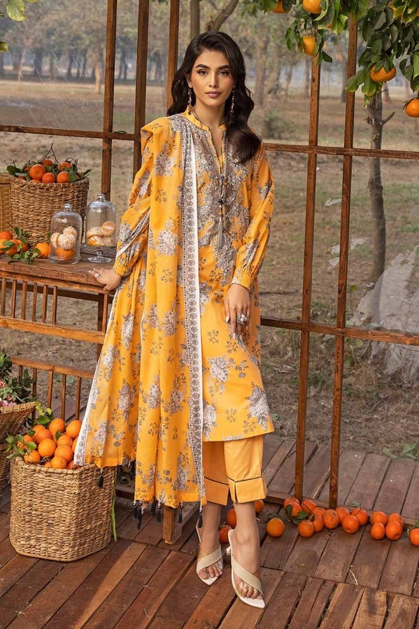 3 PC PRINTED EMBROIDERED LAWN UNSTITCHED SUIT CL42090