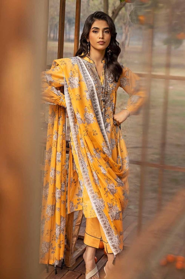 3 PC PRINTED EMBROIDERED LAWN UNSTITCHED SUIT CL42090