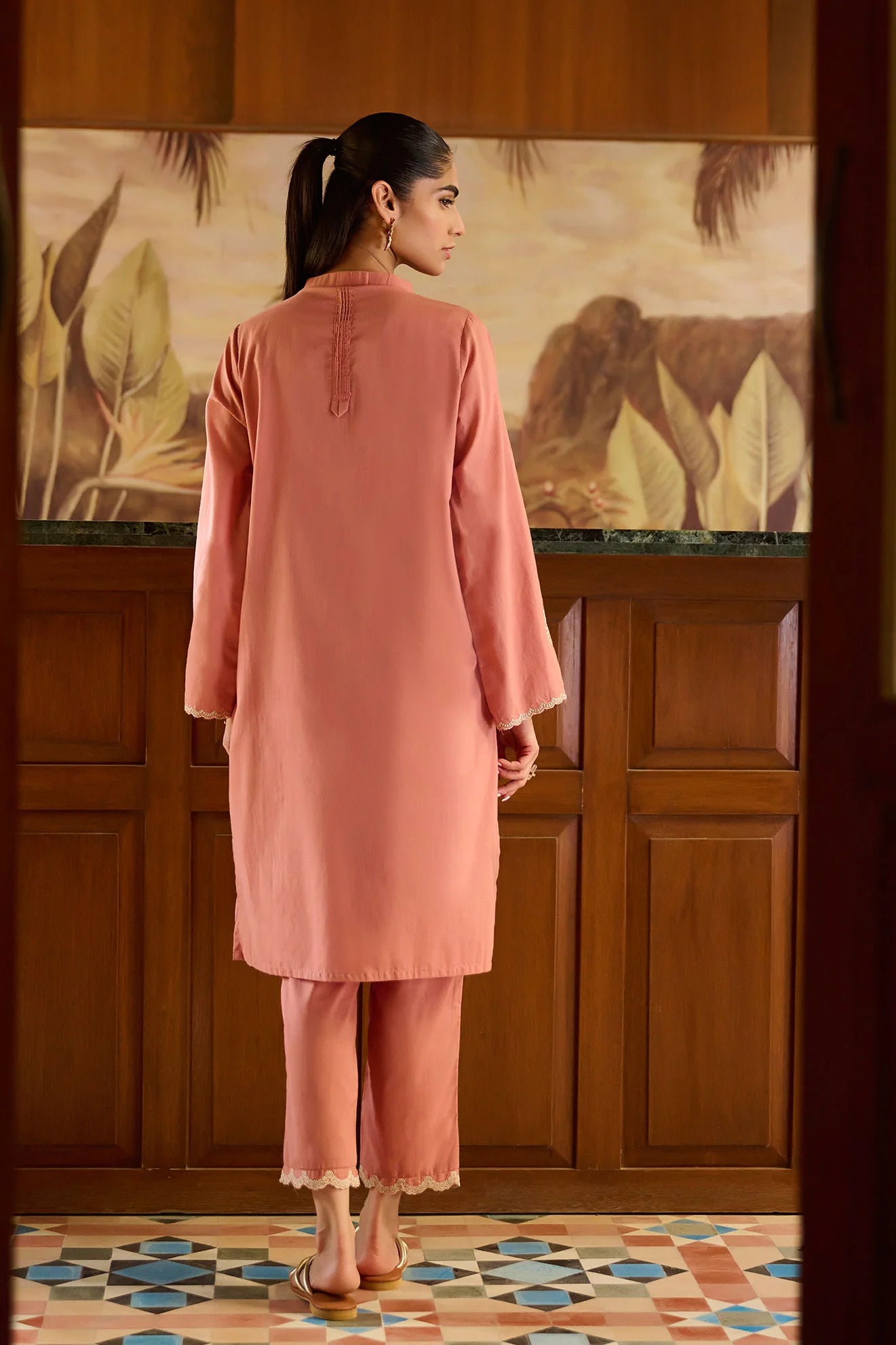 DHANAK SOLIDS | DC-2171 RUST 2PCS EMBROIDERED KURTA WITH TROUSER