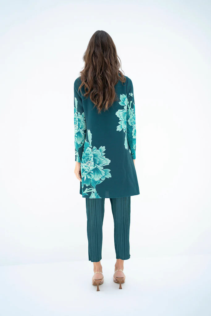 Pleated Mysha Sea Green With Capri Pants