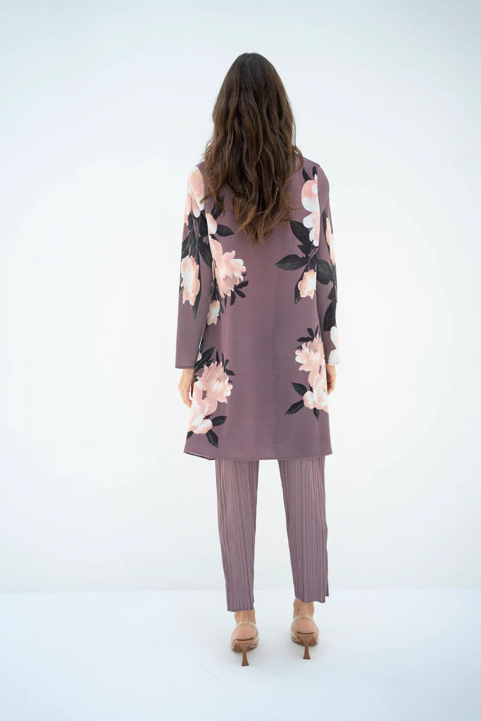 Hassal Pleated Haya Purple Set With Capri Pants