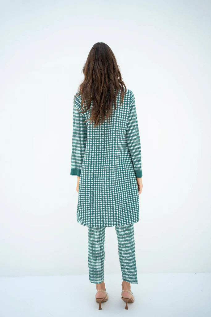 Pleated Oia Sea Green Set With Capri Pants