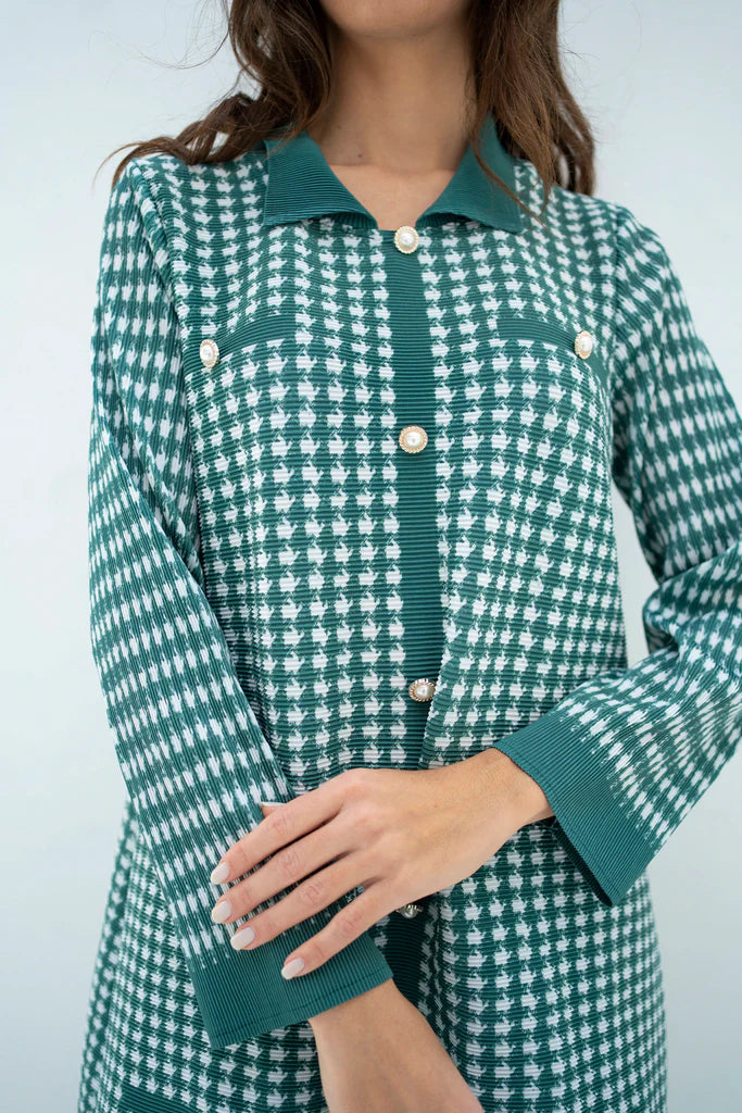 Pleated Oia Sea Green Set With Capri Pants