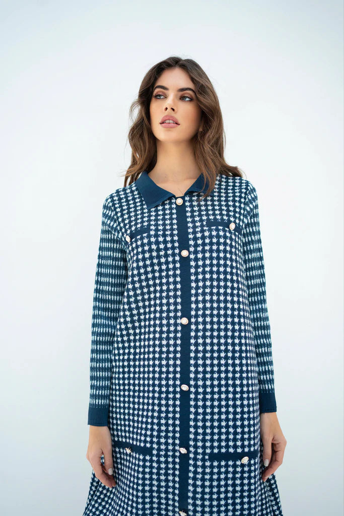 Pleated Oia Blue Set With Capri Pants