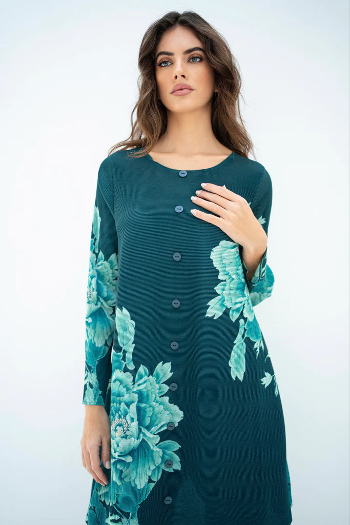 Pleated Mysha Sea Green With Capri Pants