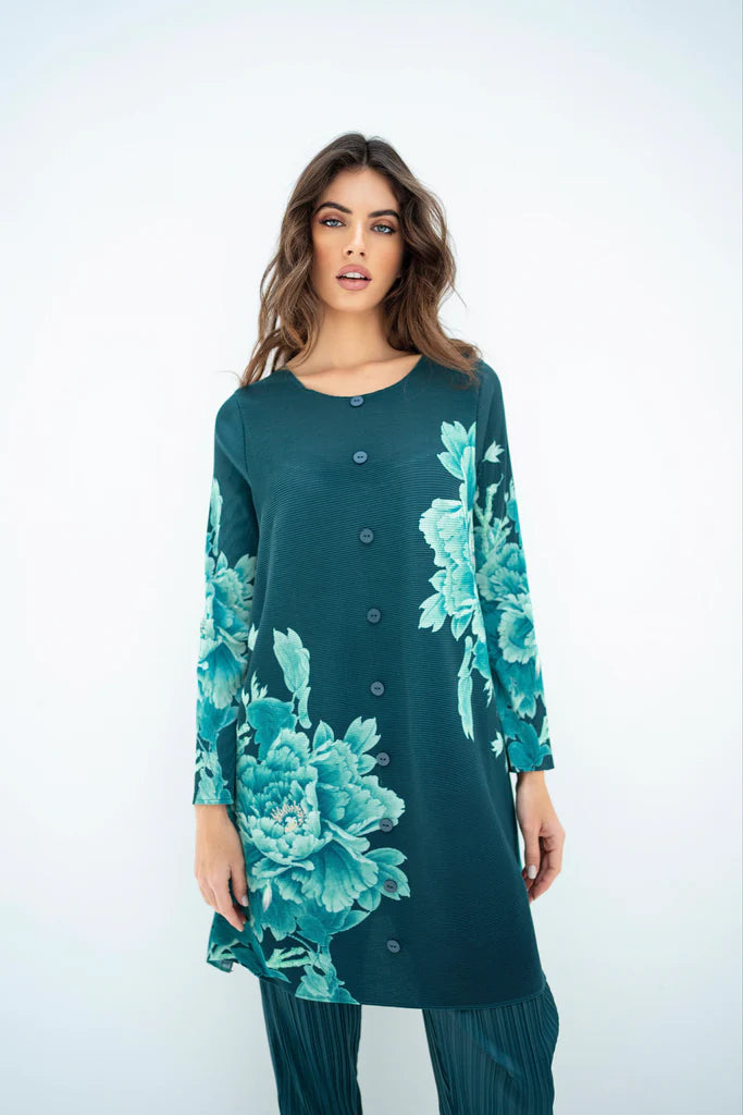 Pleated Mysha Sea Green With Capri Pants