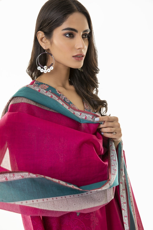 KHAADI PRINTED CAMBRIC LAWN SUIT | A L ALA22353 PINK