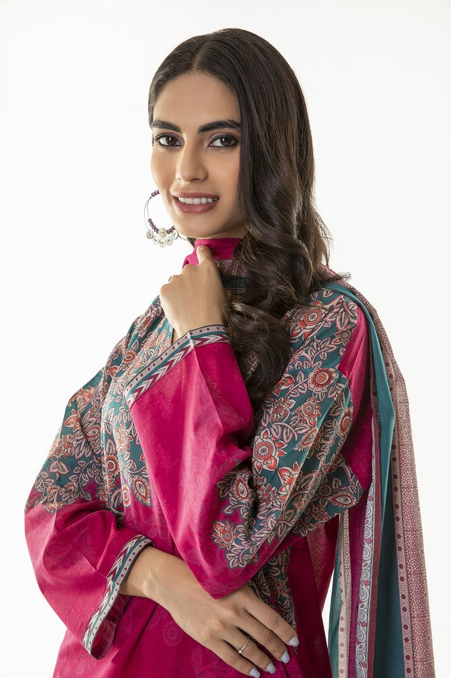 KHAADI PRINTED CAMBRIC LAWN SUIT | A L ALA22353 PINK