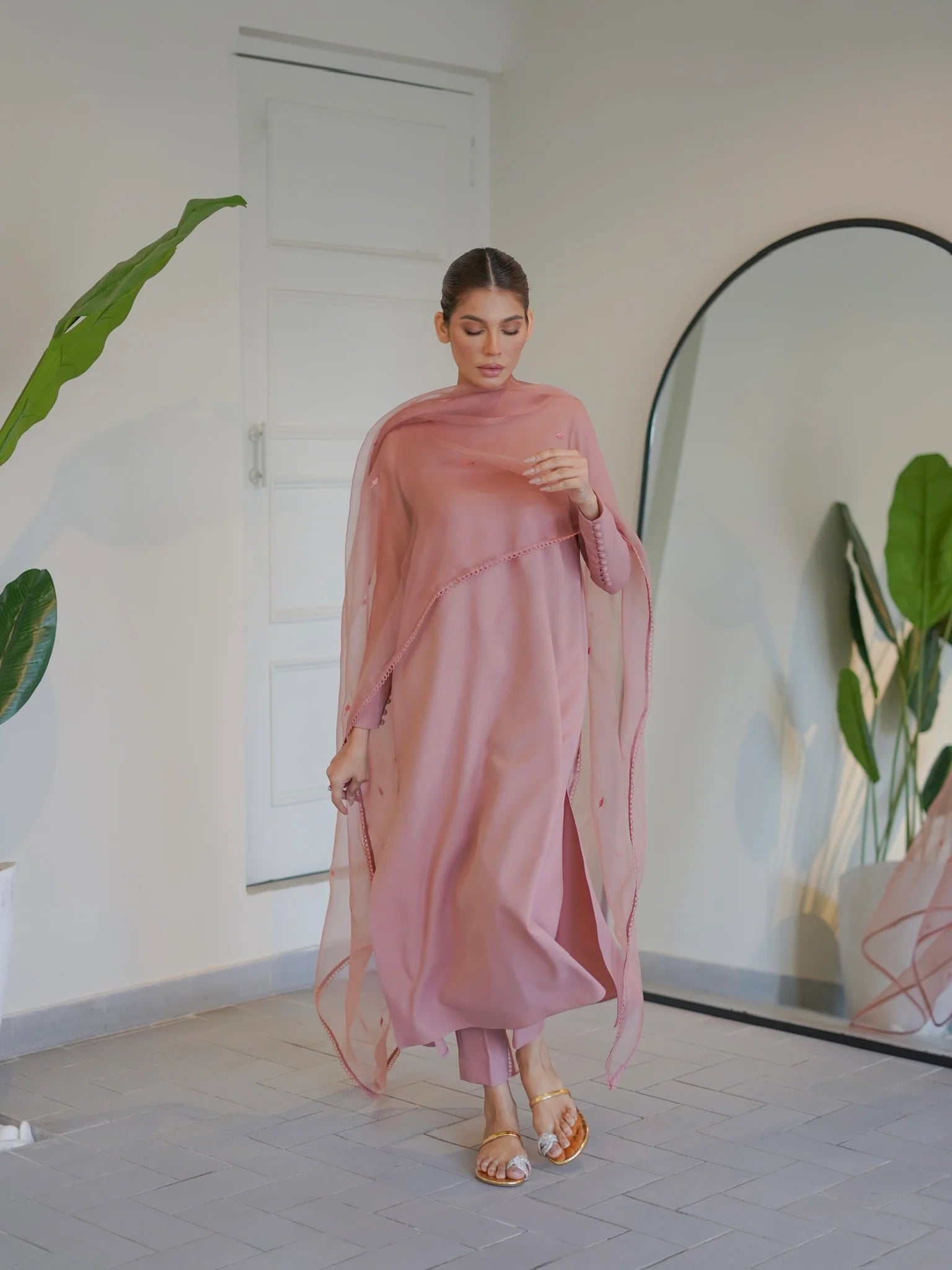 SAK ATELIER CO-ORDS | NUDE PINK BUTTONED SET