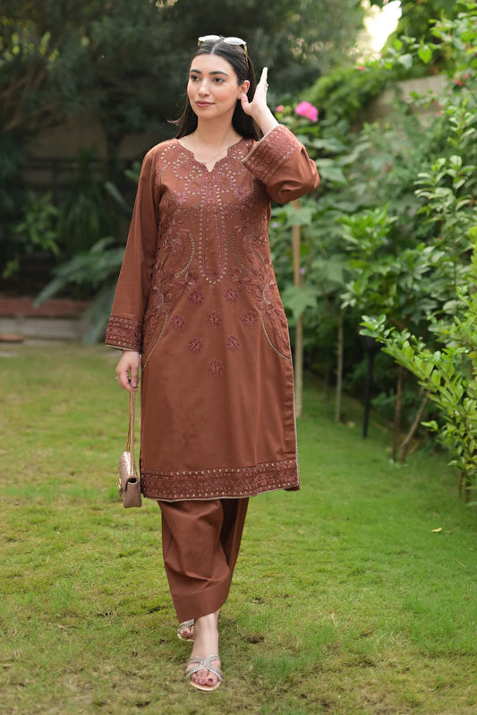 EMBROIDERED SLUB KHADDAR D-1012