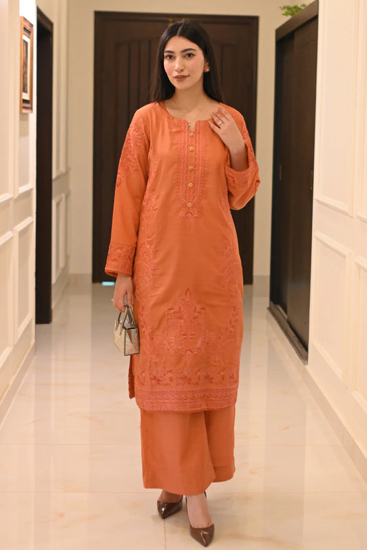 EMBROIDERED RAW SILK D-1004