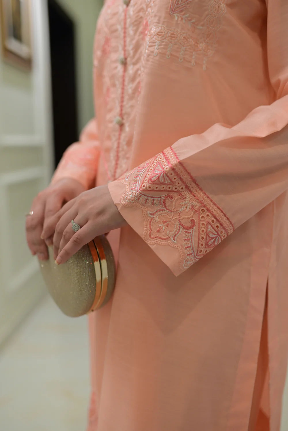 EMBROIDERED RAW SILK D-1013