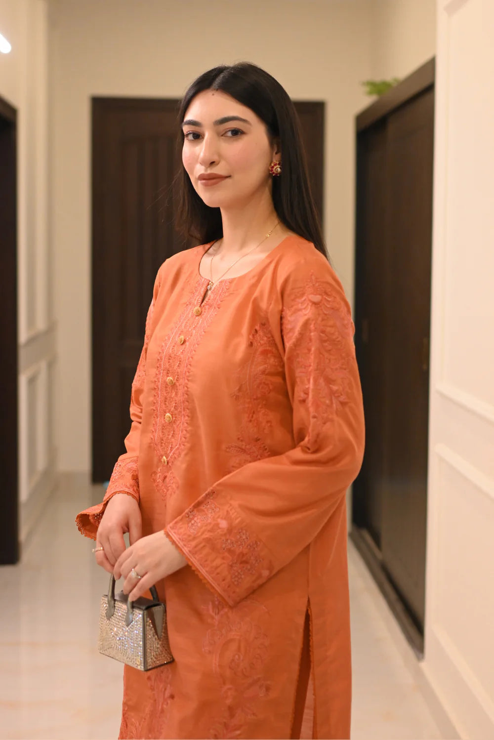 EMBROIDERED RAW SILK D-1004