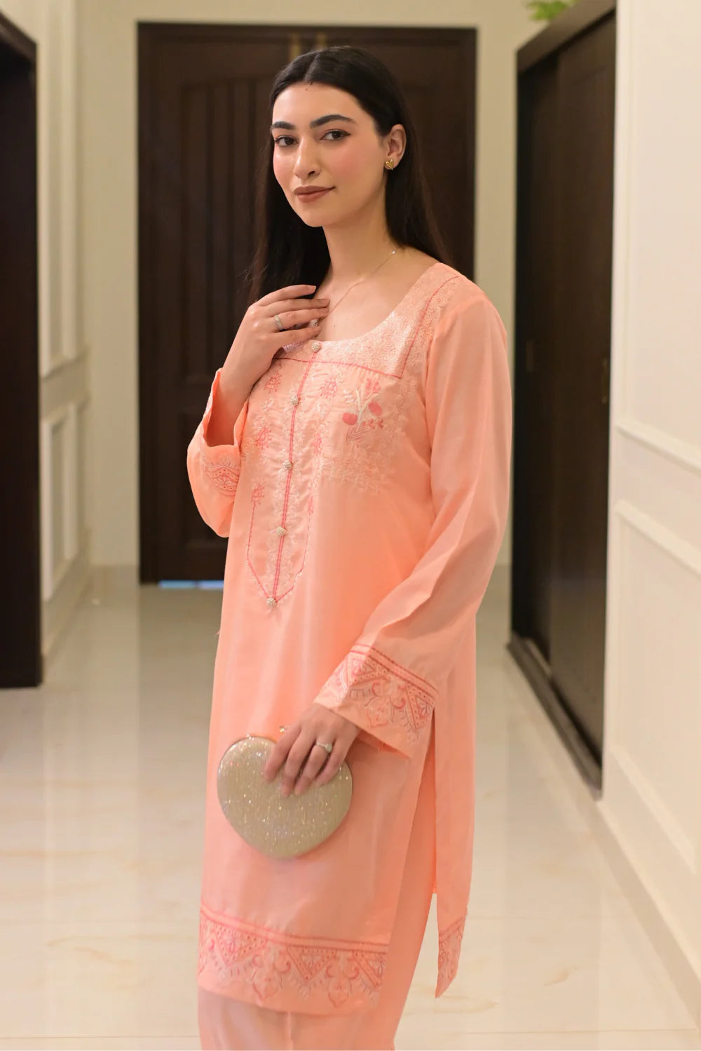 EMBROIDERED RAW SILK D-1013