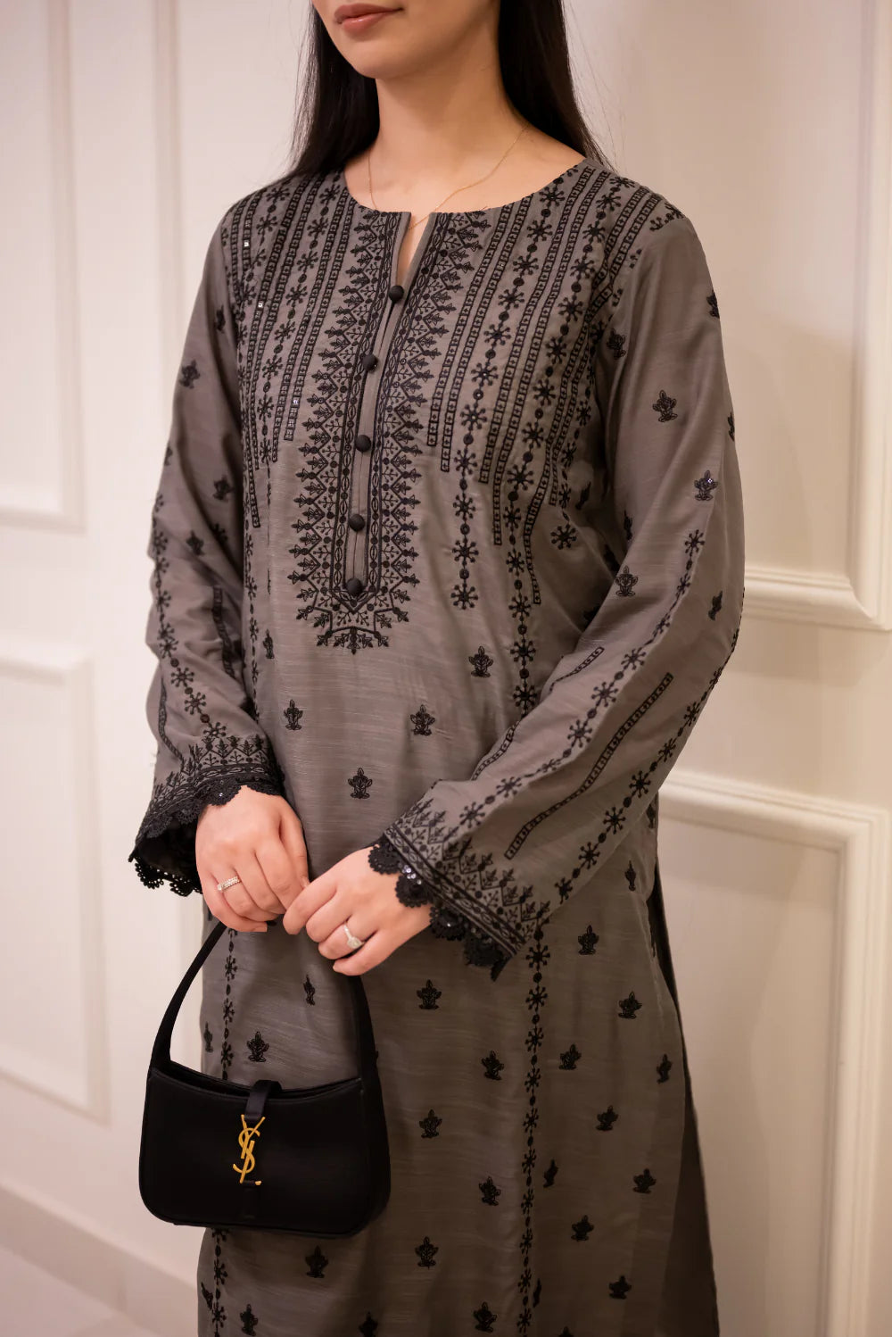 EMBROIDERED RAW SILK D-1005