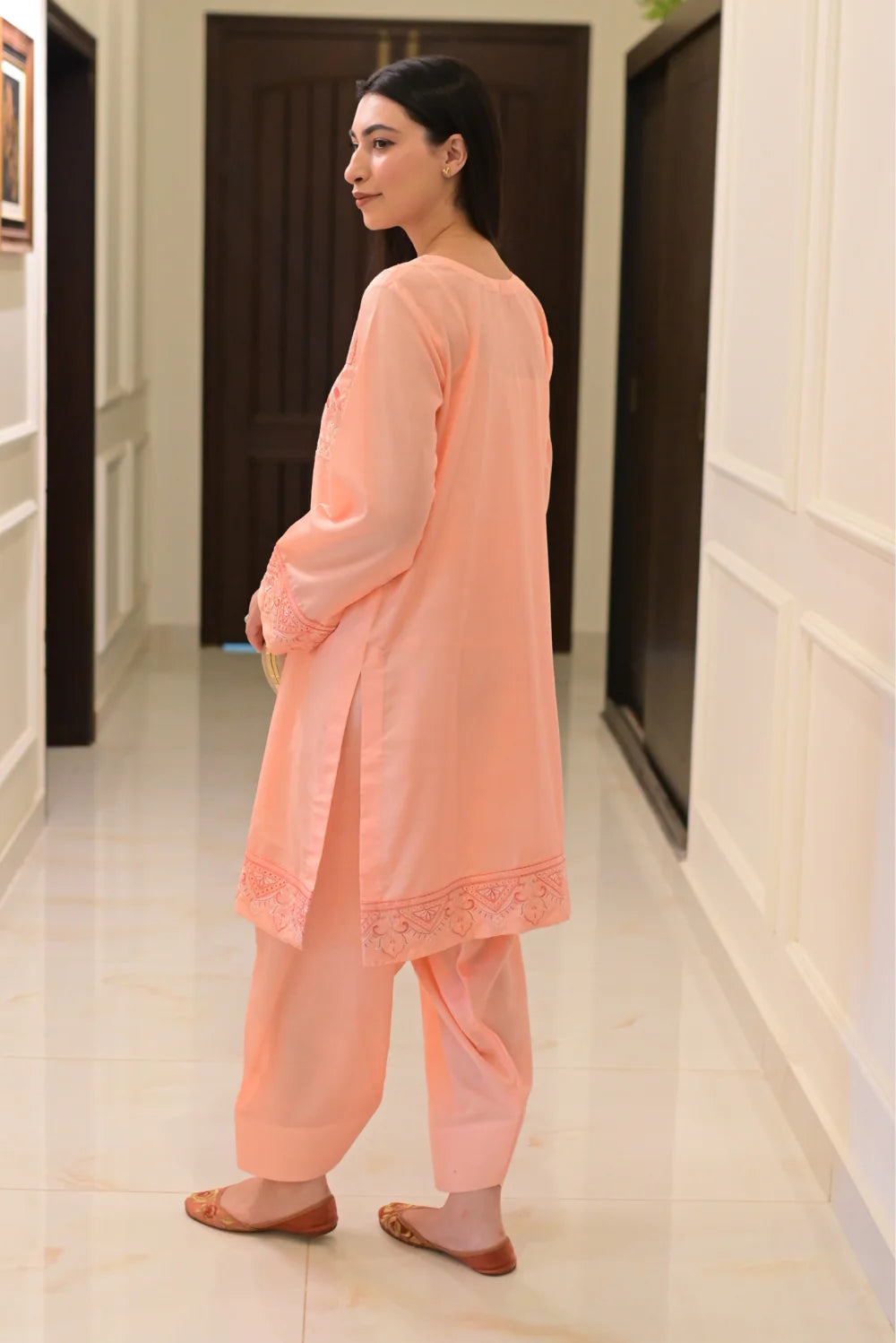 EMBROIDERED RAW SILK D-1013