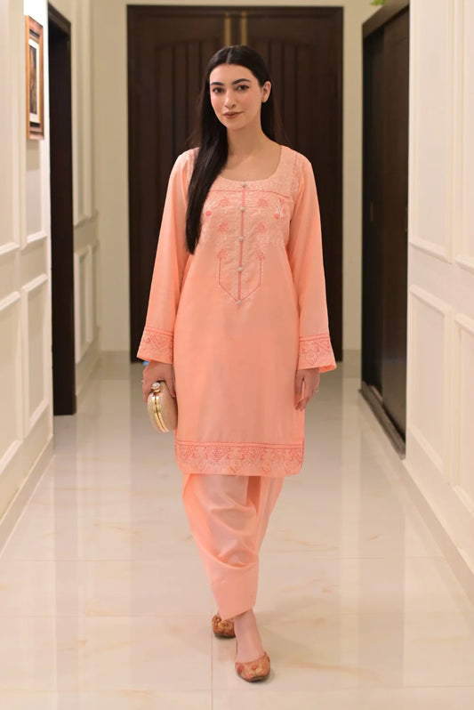 EMBROIDERED RAW SILK D-1013