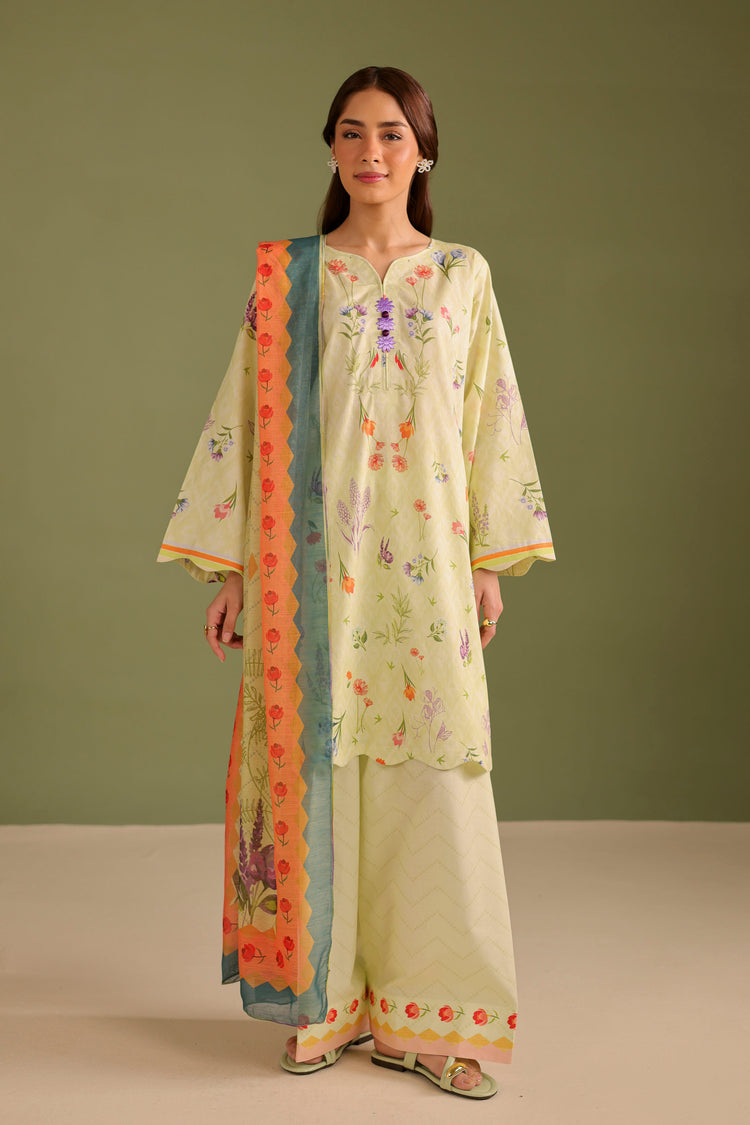 3PC PRINTED LAWN SUIT - 42678
