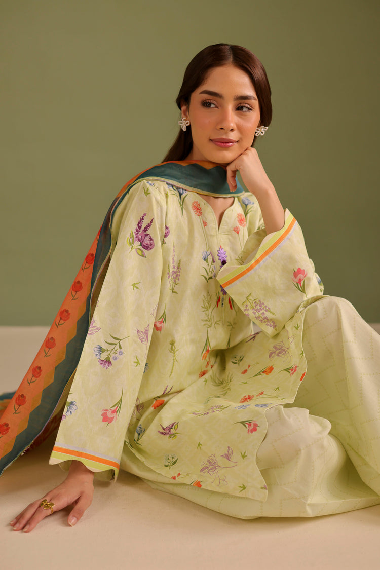 3PC PRINTED LAWN SUIT - 42678