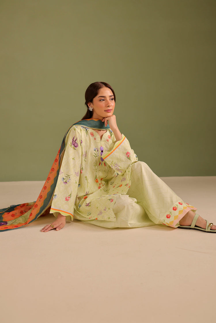 3PC PRINTED LAWN SUIT - 42678