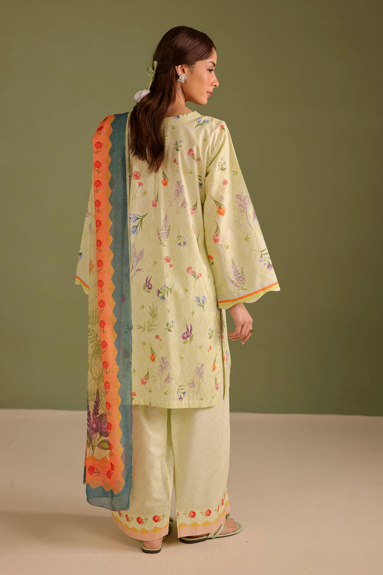 3PC PRINTED LAWN SUIT - 42678