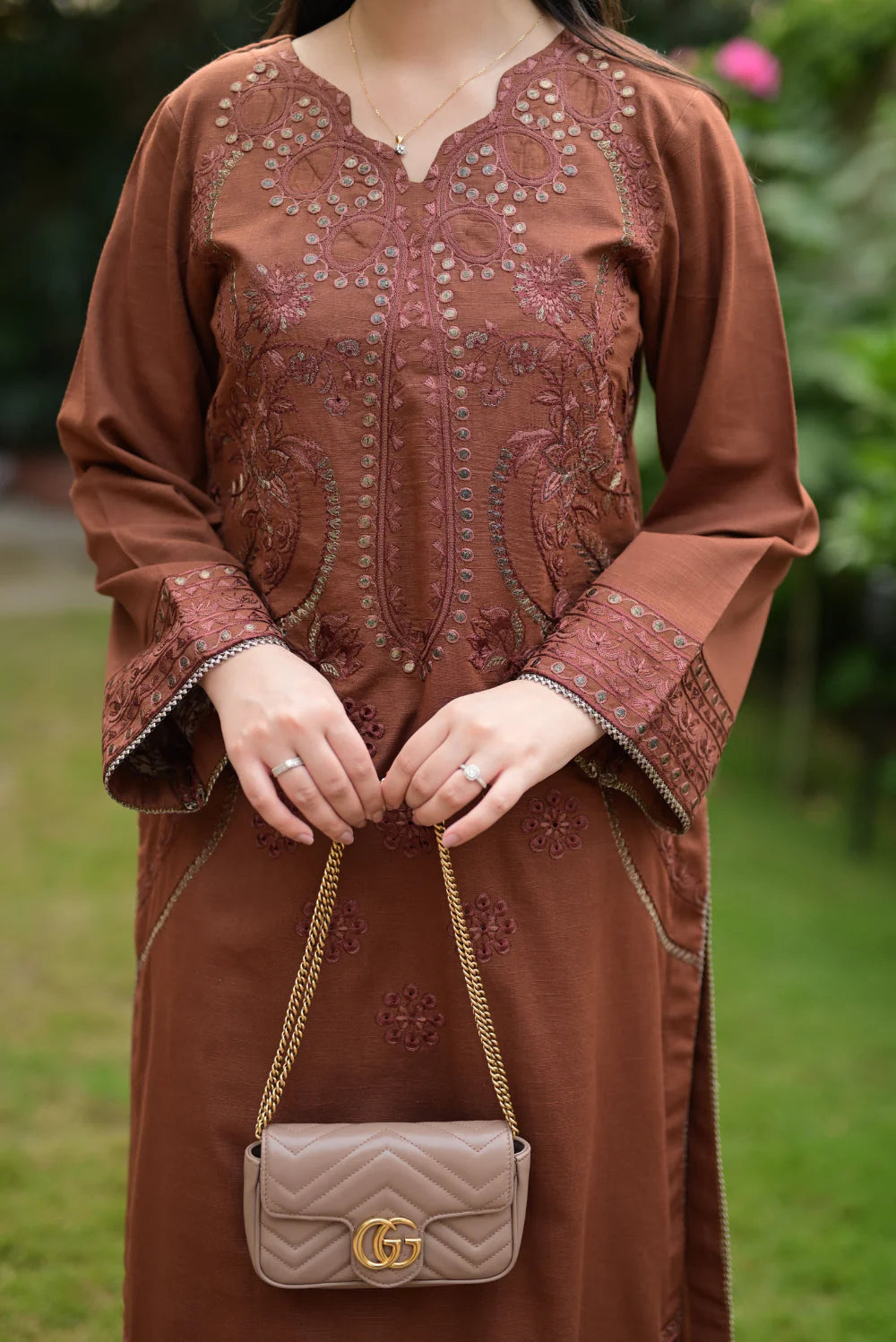 EMBROIDERED SLUB KHADDAR D-1012