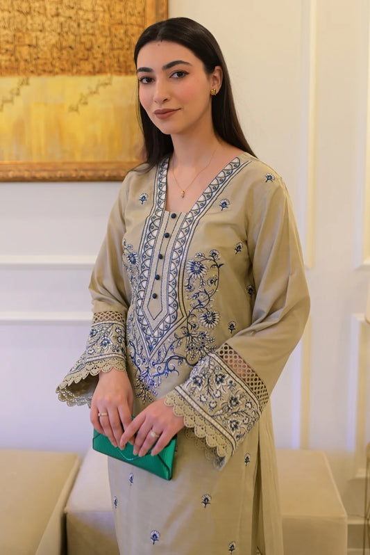 EMBROIDERED RAW SILK D-1003