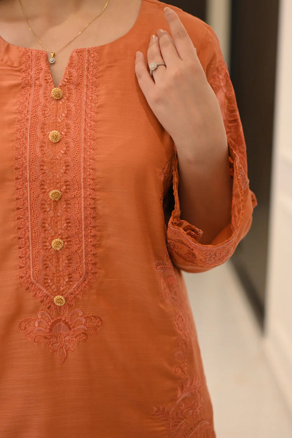 EMBROIDERED RAW SILK D-1004