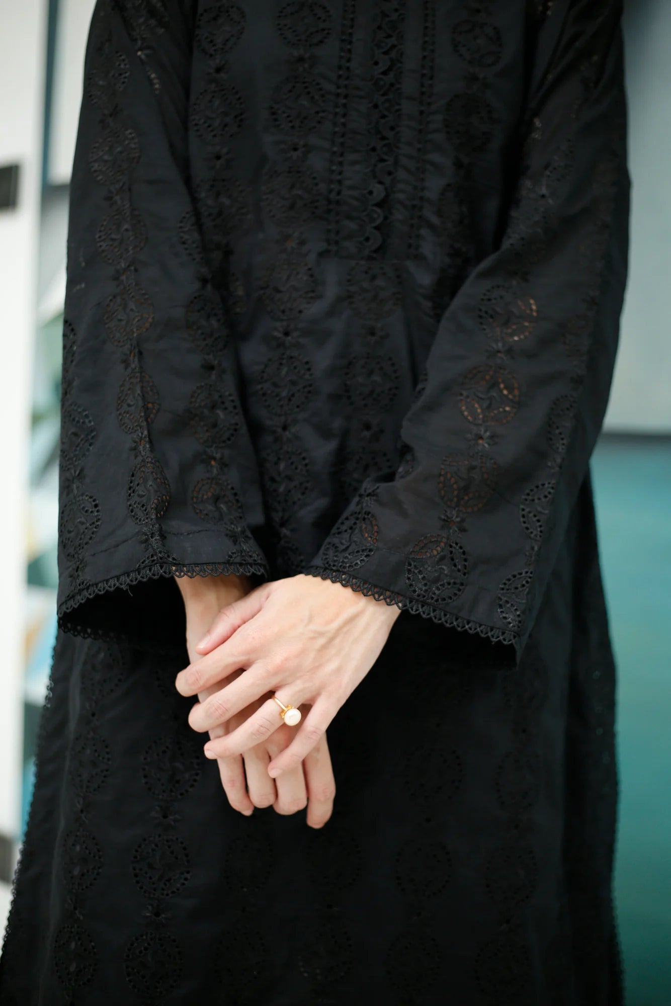 NAARJ BLACK SCHIFFLI KURTA