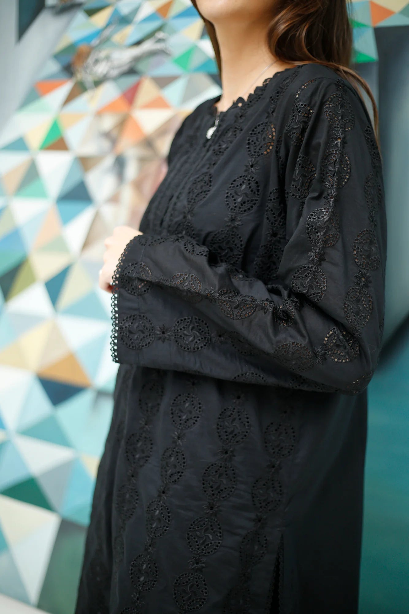 NAARJ BLACK SCHIFFLI KURTA