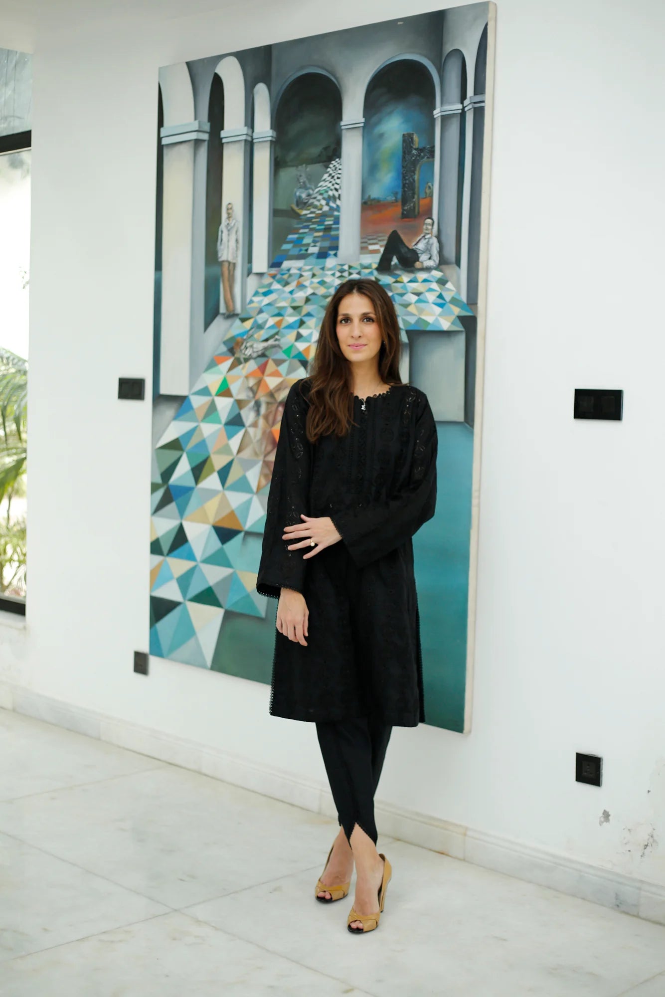 NAARJ BLACK SCHIFFLI KURTA