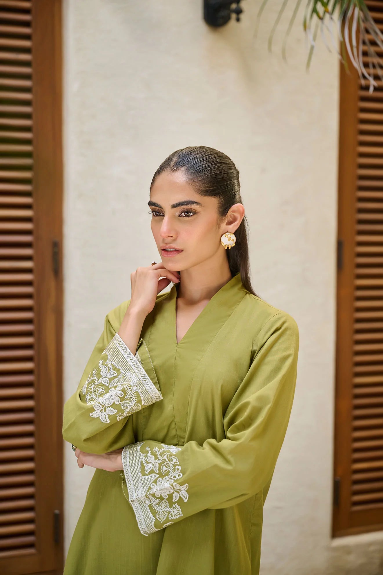 DHANAK SOLIDS | DC-2169 C-GREEN 2PCS EMBROIDERED KURTA WITH TROUSER