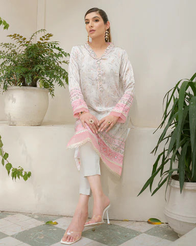 DC-2245 GREY 2PCS HAND EMBELLISHED SHIRT WITH TROUSER