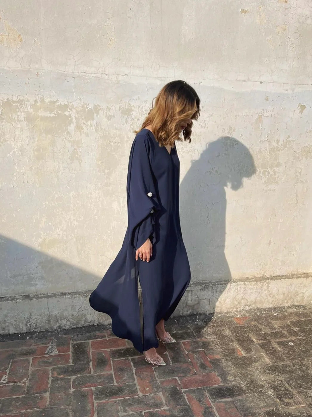 NAVY SHIRRED SET