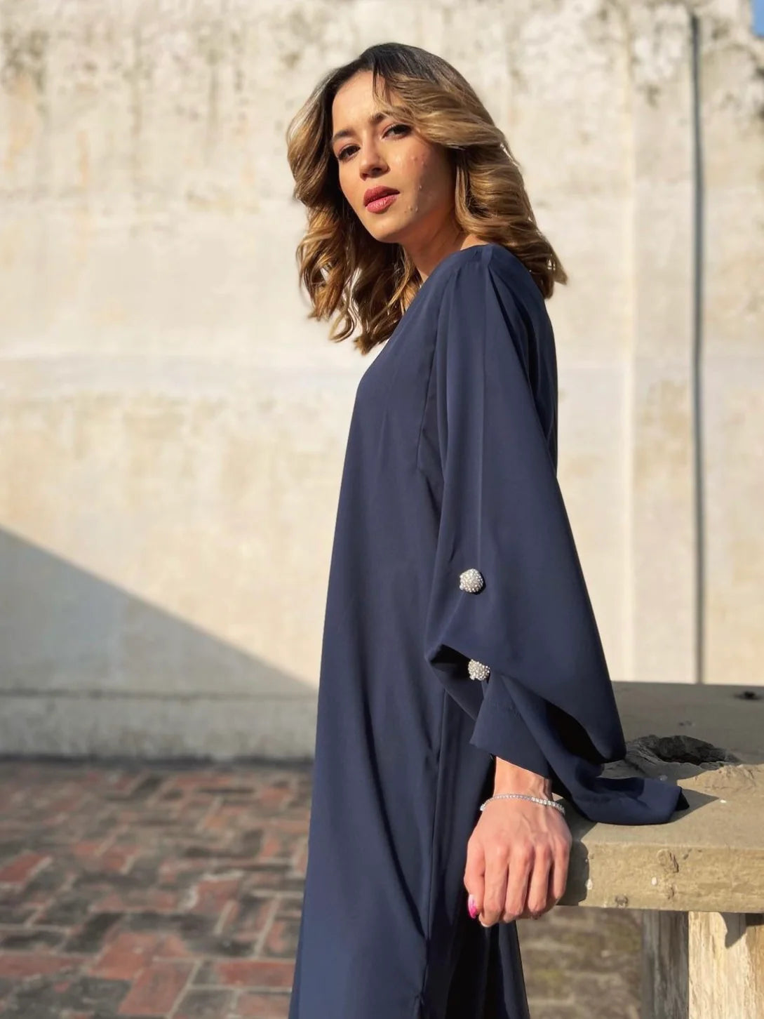 NAVY SHIRRED SET