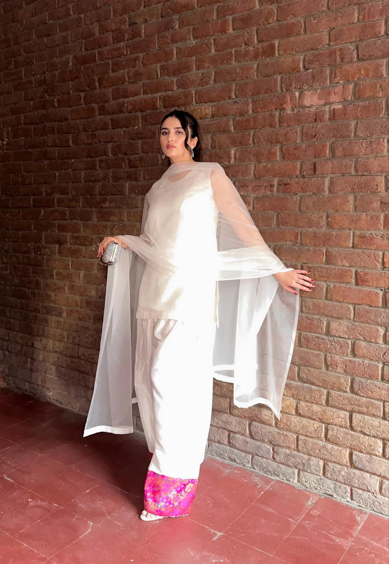 WHITE FARSHI SHALWAR SET (3 PC)