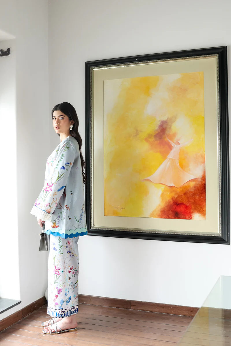 ICE BLUE LILY SET LUXURY PRINTED & EMBROIDERED (NPA2-25313) 2PCS SET