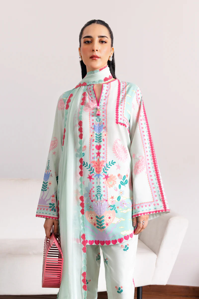 SOFT MINT GREEN LUXURY PRINTED 3PCS SET (NPA3-25432)