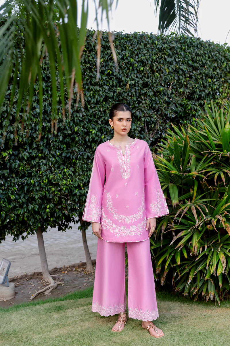 BRIGHT PINK LUXURY EMBROIDERED 2PCS SET (NPA2-25305)